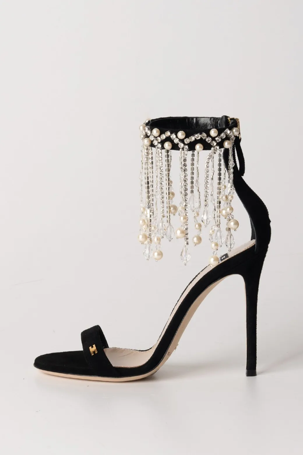 Donna Elisabetta Franchi Sandali con Catena Di Strass e Perle