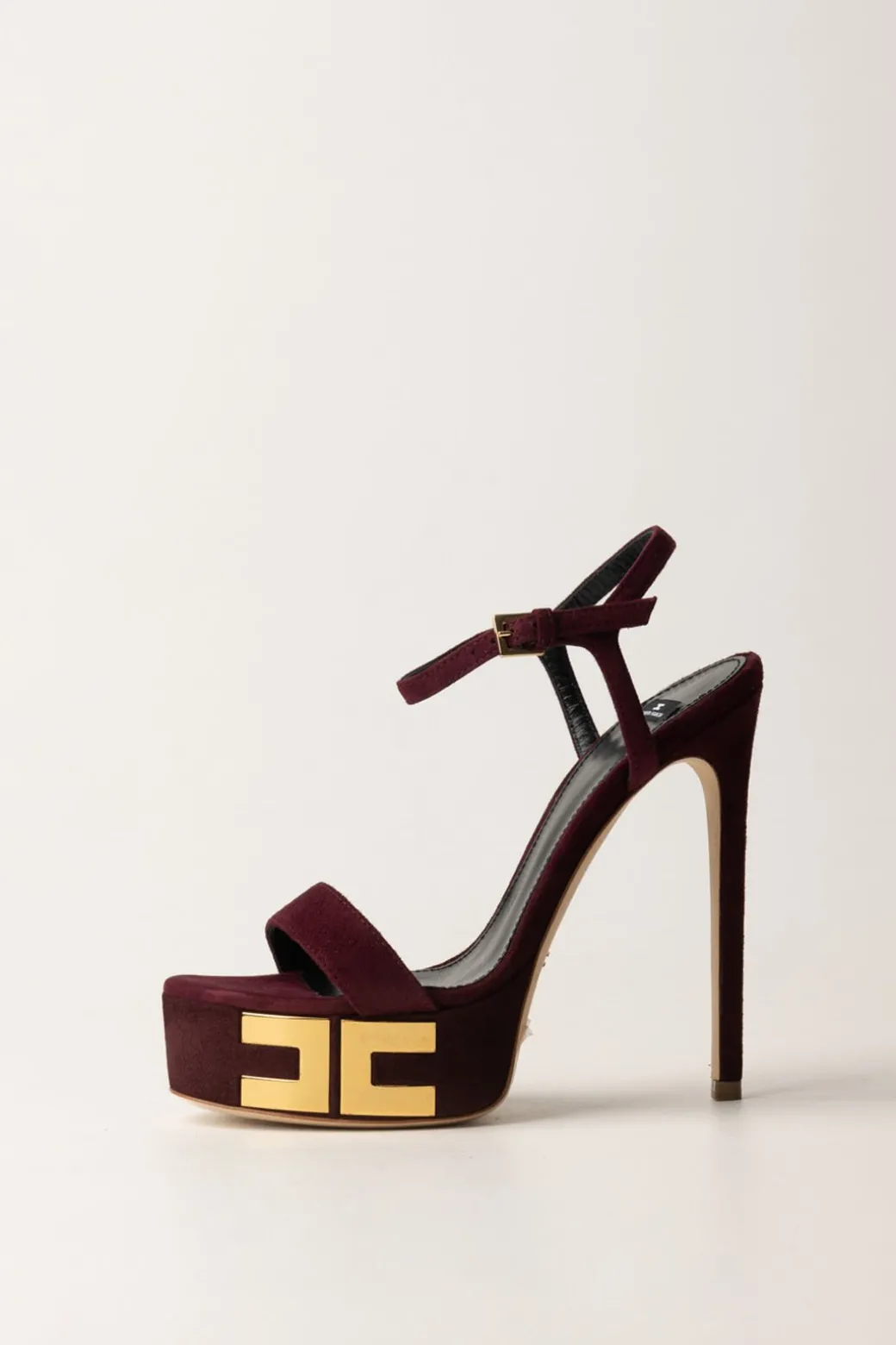 Donna Elisabetta Franchi Sandali Scamosciati con Plateau e Logo