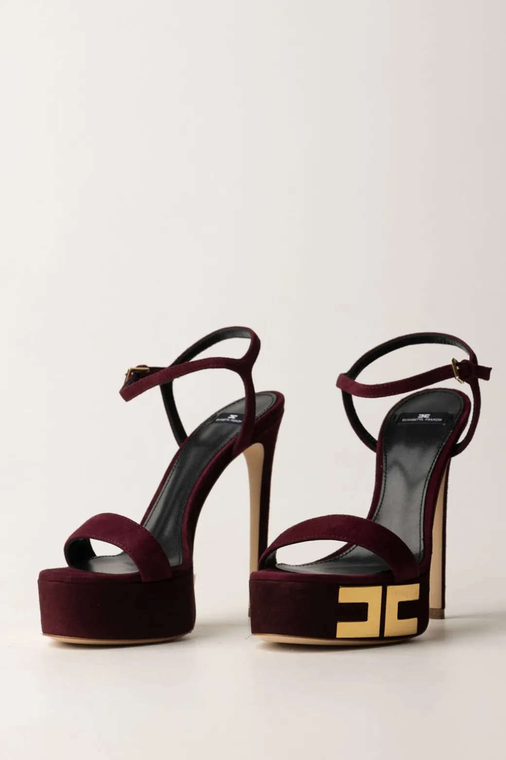 Donna Elisabetta Franchi Sandali Scamosciati con Plateau e Logo