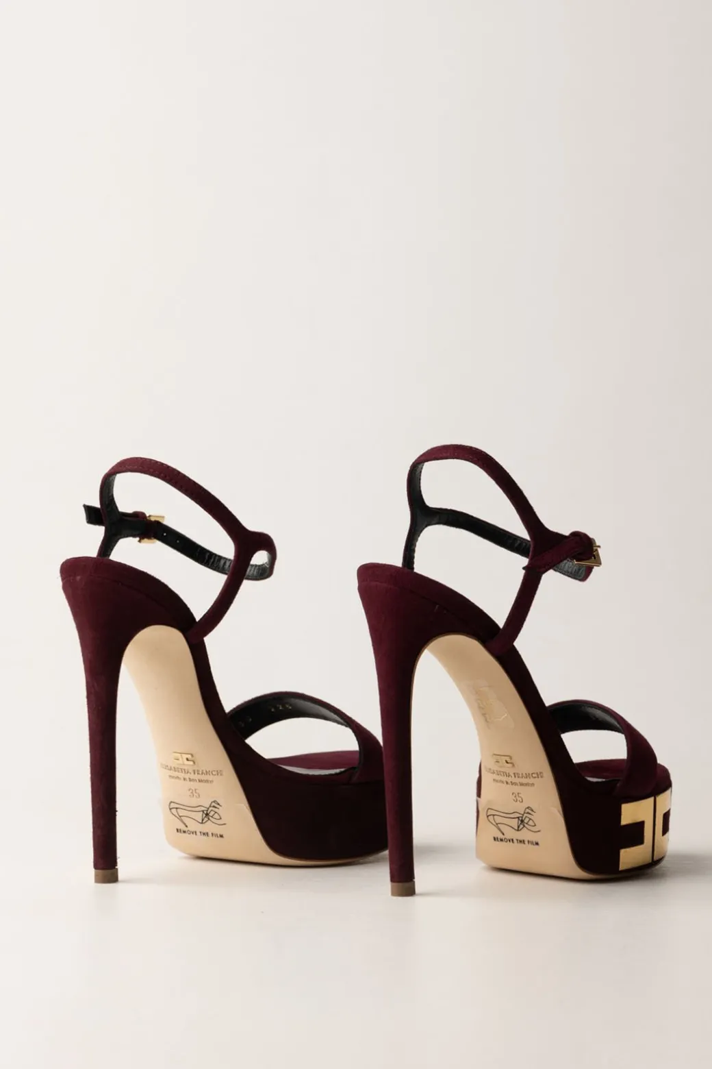 Donna Elisabetta Franchi Sandali Scamosciati con Plateau e Logo