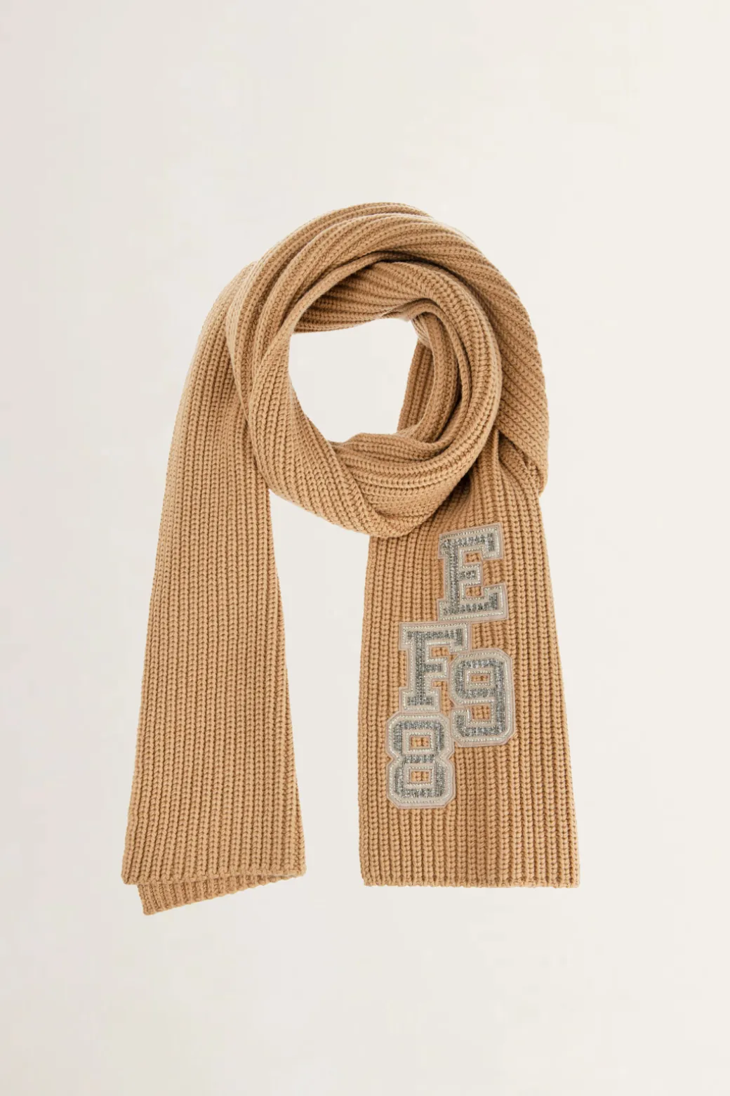 Donna Elisabetta Franchi Sciarpa In Lana a Coste con Patch Stile College