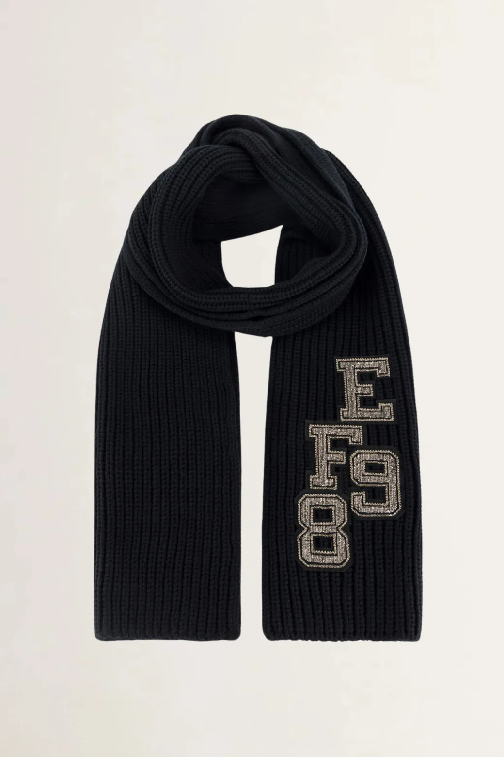 Donna Elisabetta Franchi Sciarpa In Lana a Coste con Patch Stile College
