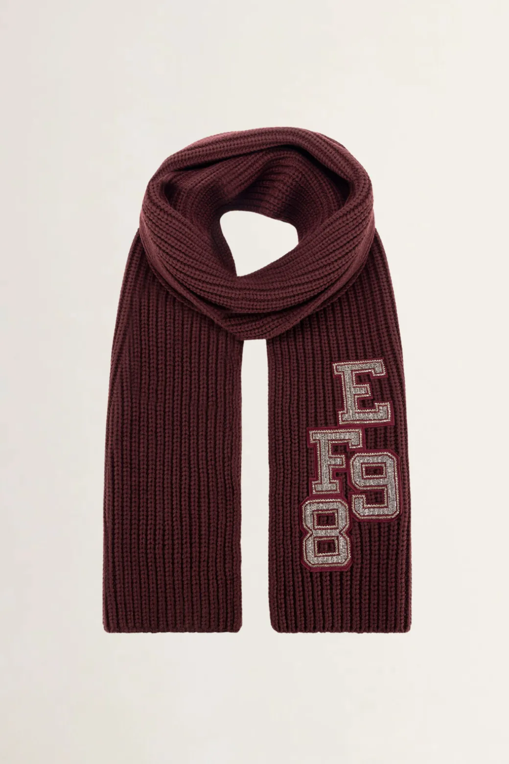 Donna Elisabetta Franchi Sciarpa In Lana a Coste con Patch Stile College