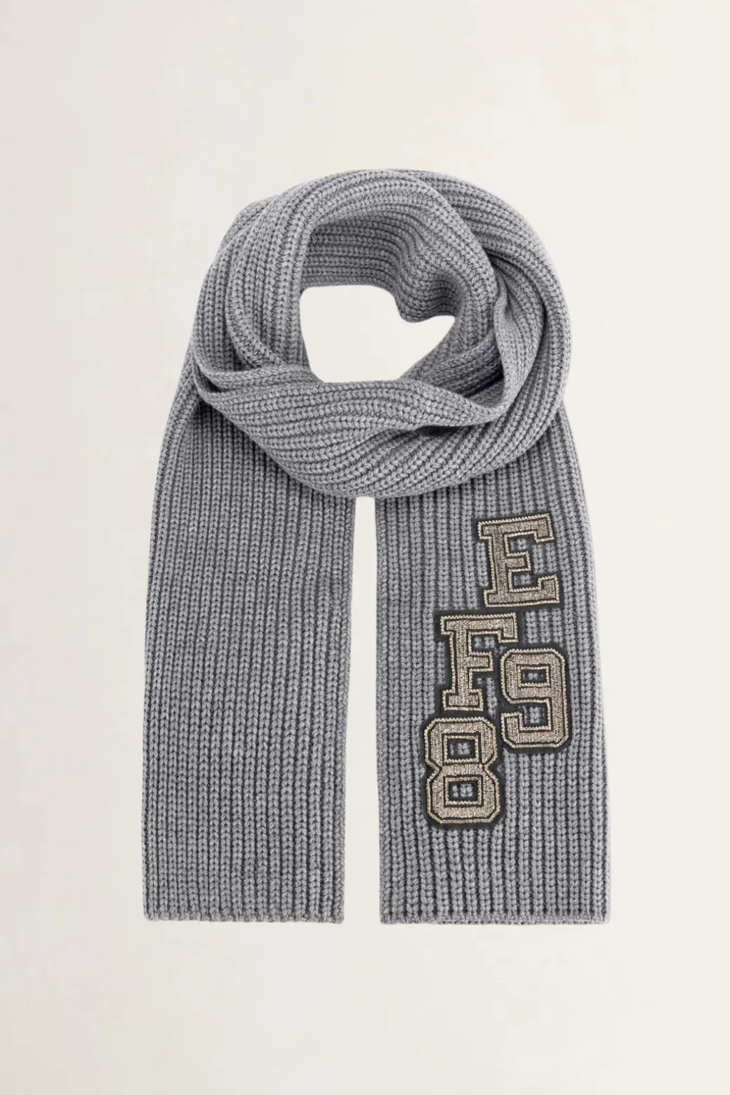 Donna Elisabetta Franchi Sciarpa In Lana a Coste con Patch Stile College