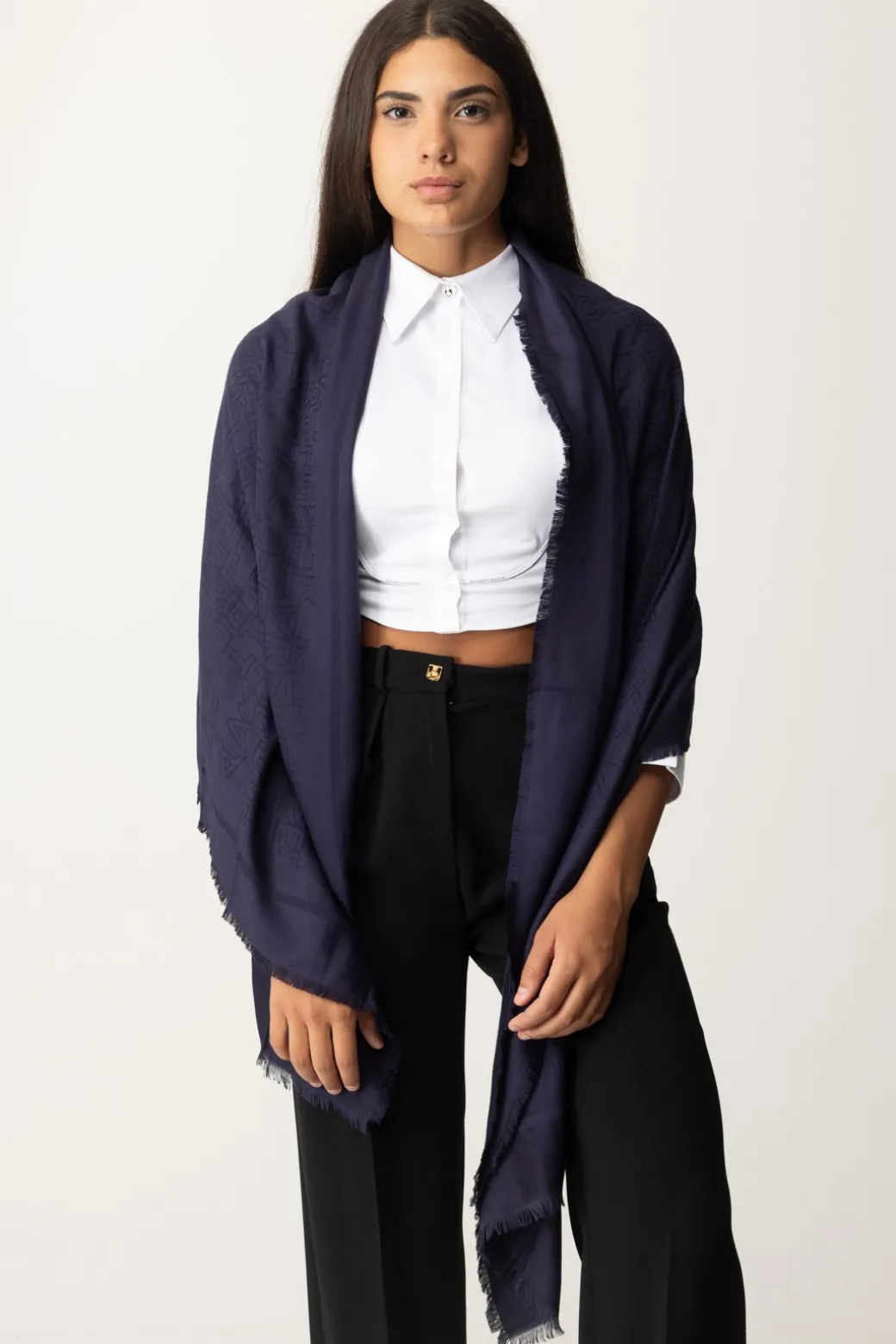 Donna Elisabetta Franchi Sciarpa In Viscosa con Logo Lettering