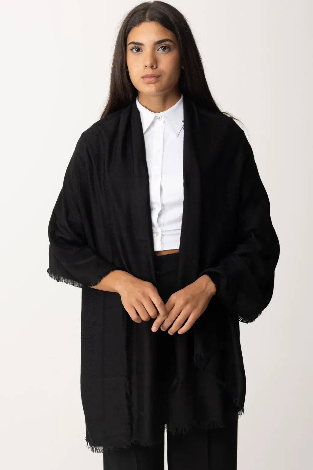 Donna Elisabetta Franchi Sciarpa In Viscosa con Logo Lettering