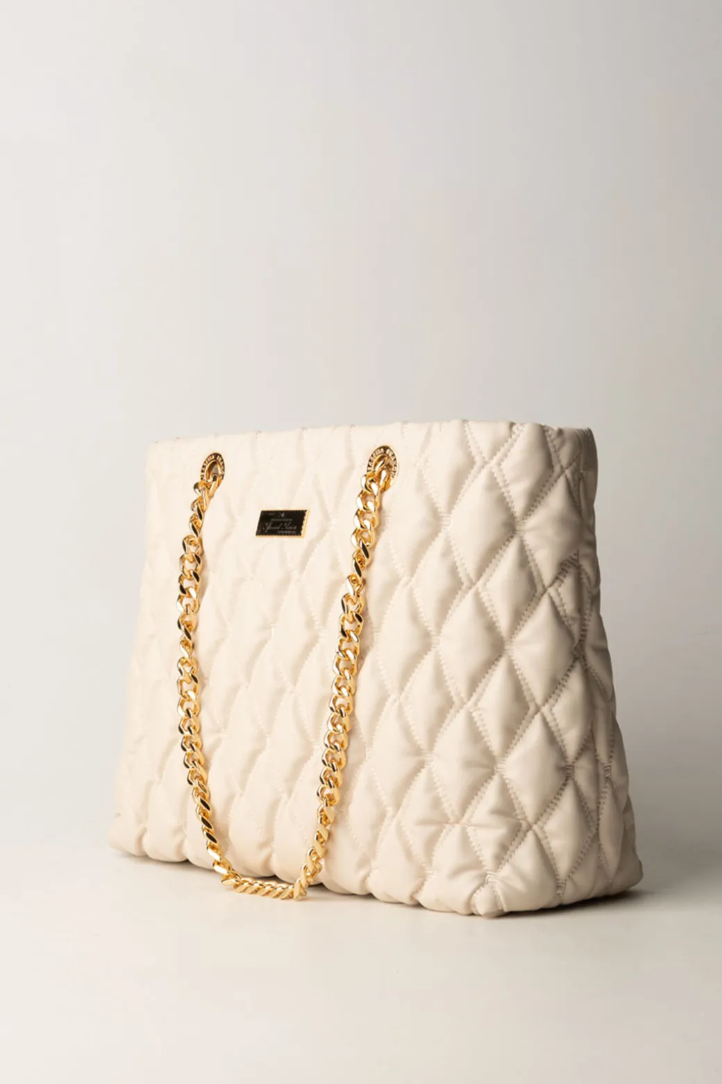 Donna Elisabetta Franchi Shopper In Tessuto Embossed con Manici In Catena