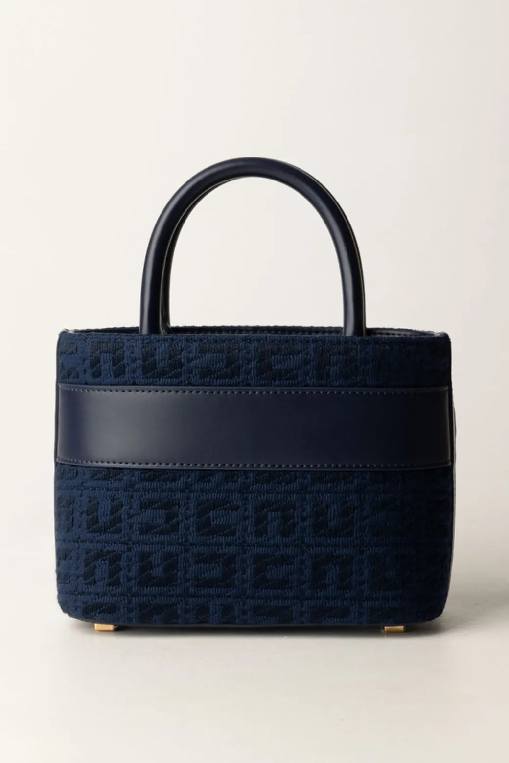Donna Elisabetta Franchi Shopper Piccola In Tessuto Jacquard con Morsetto
