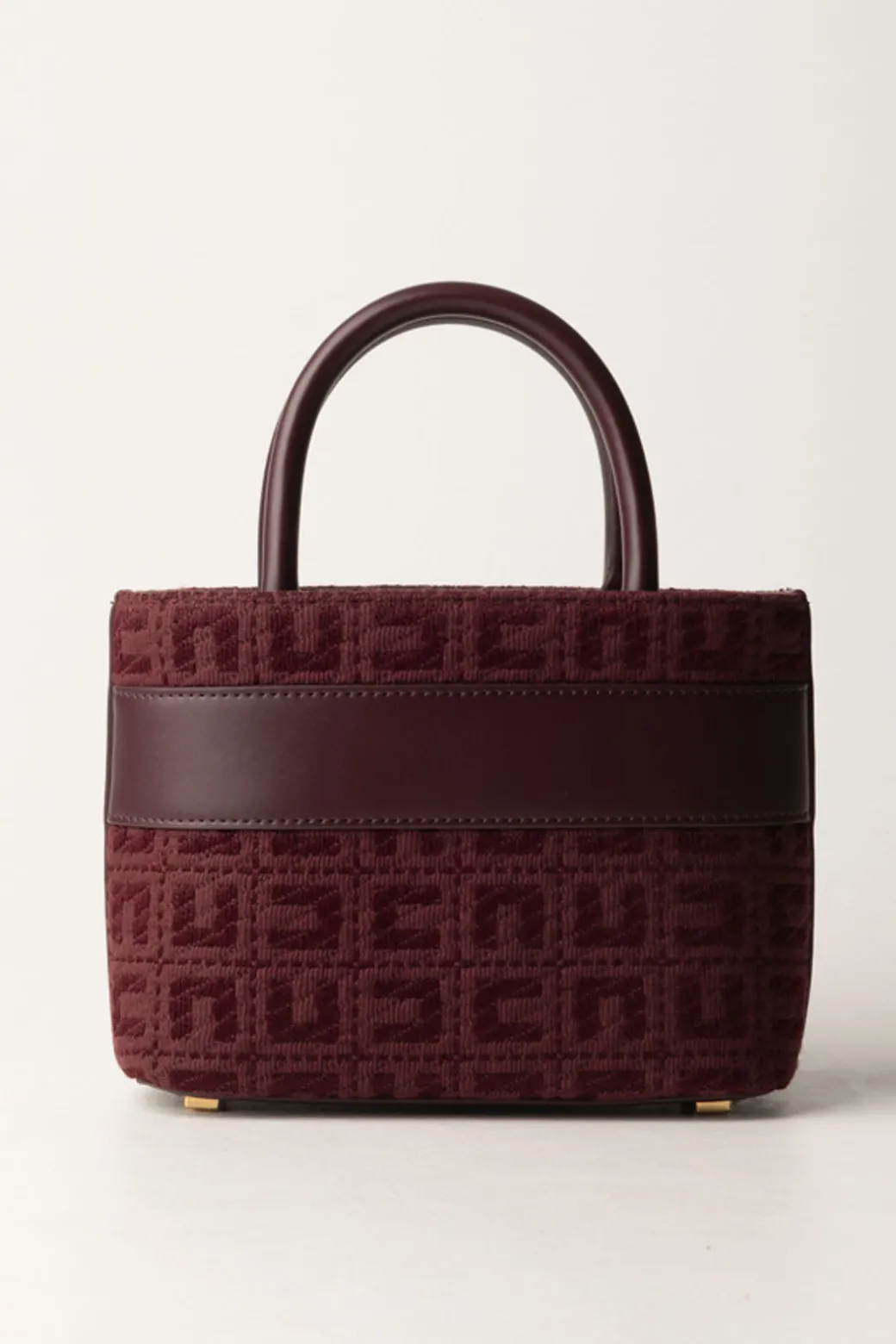 Donna Elisabetta Franchi Shopper Piccola In Tessuto Jacquard con Morsetto