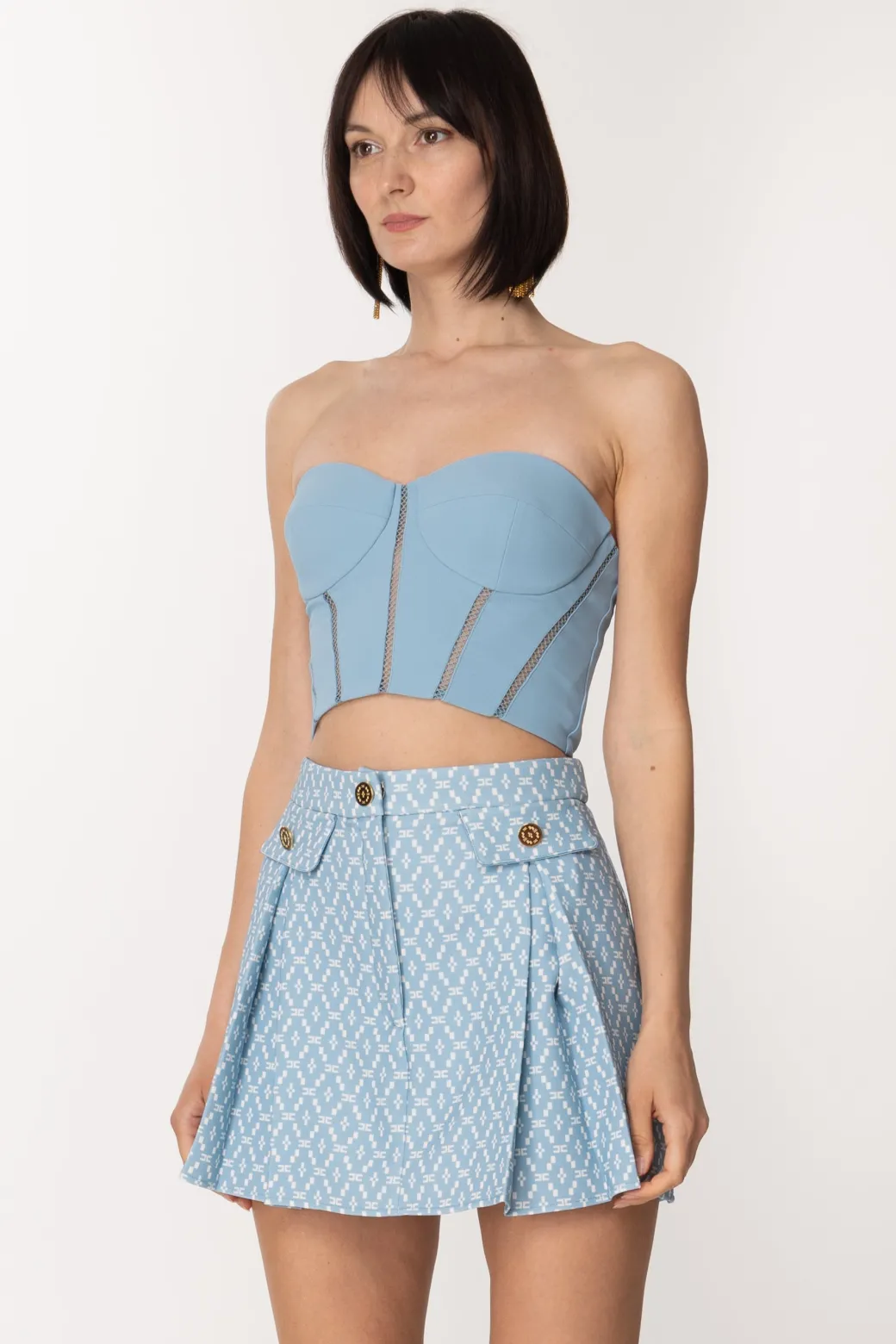 Donna Elisabetta Franchi Top Bustier con Motivo a Jour