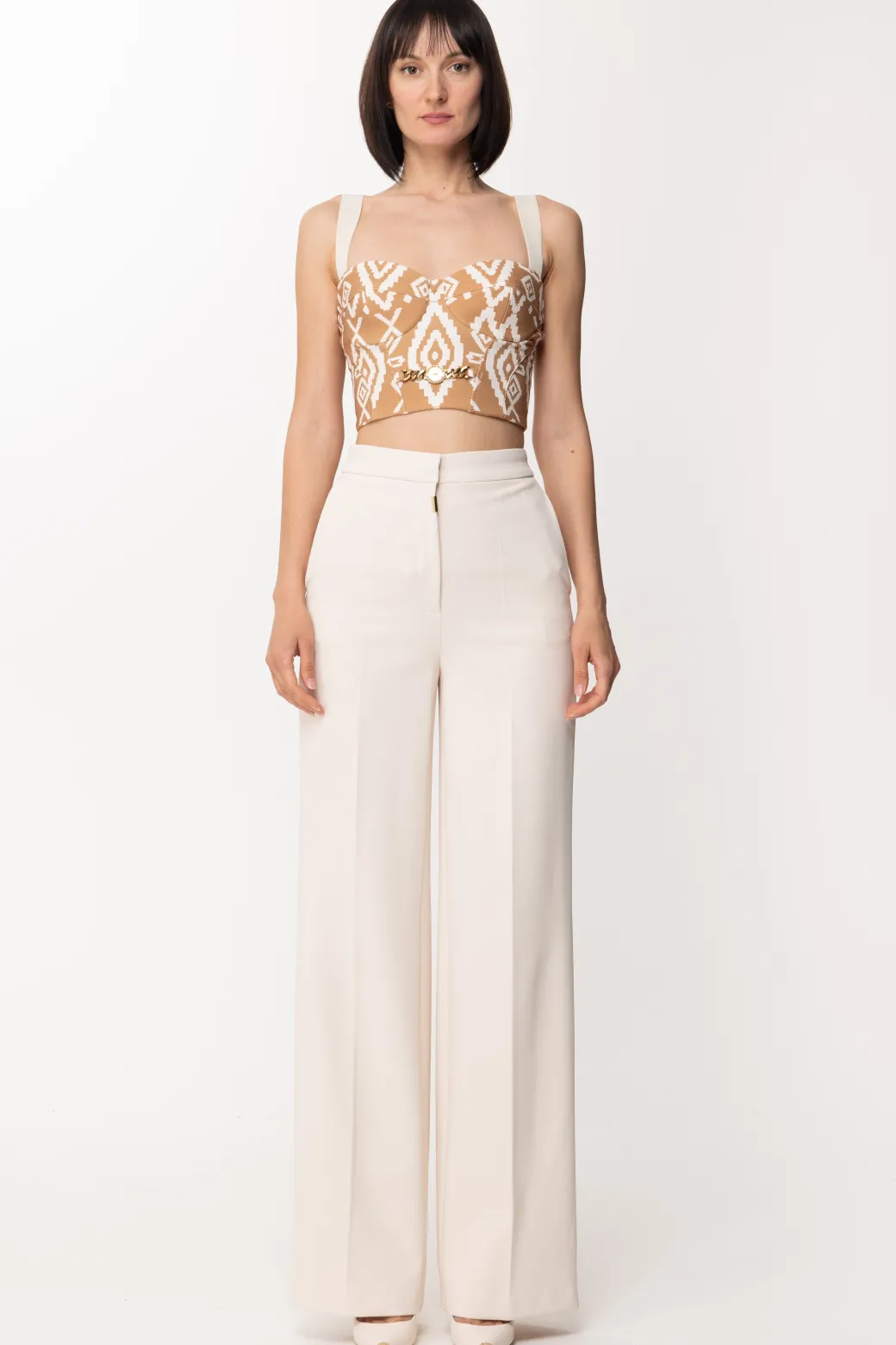 Donna Elisabetta Franchi Top Bustier con Stampa Etnica