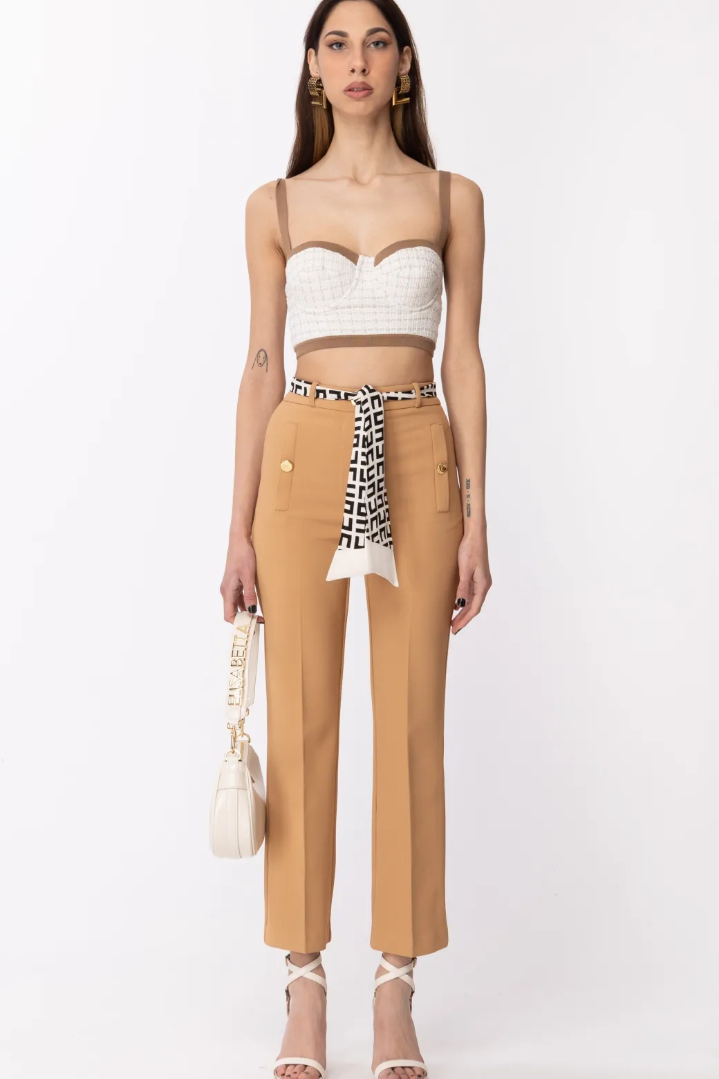 Donna Elisabetta Franchi Top Bustier In Tweed e Lurex