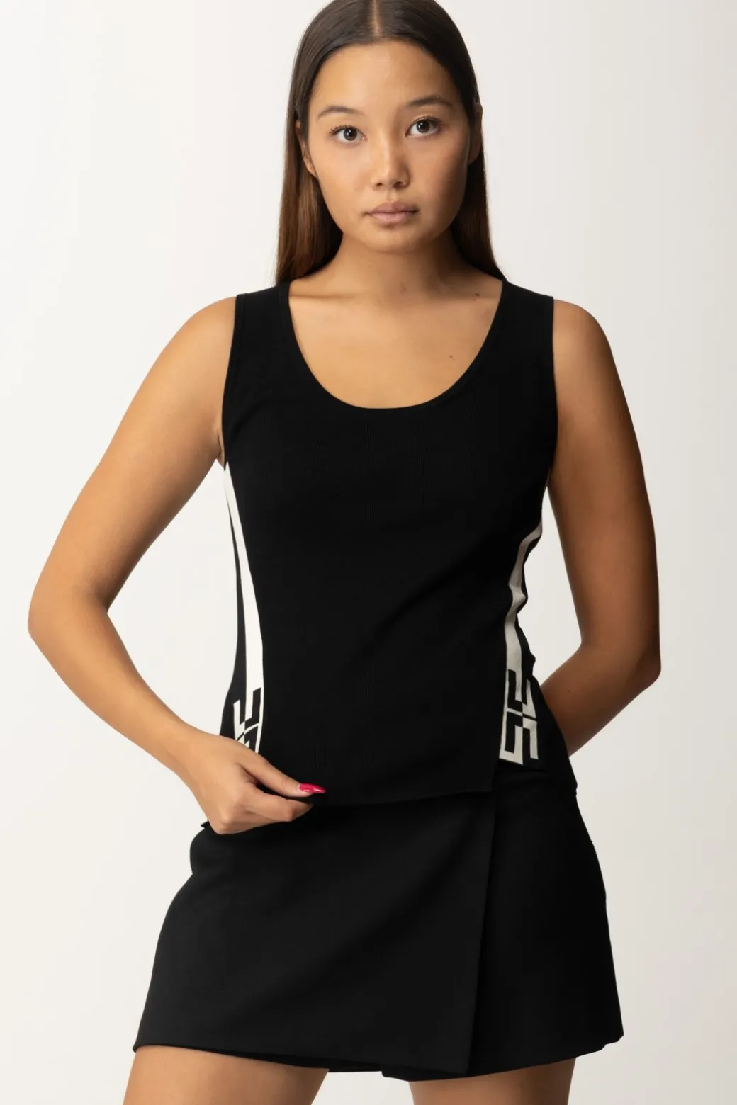 Donna Elisabetta Franchi Top In Maglia con Bande Logate