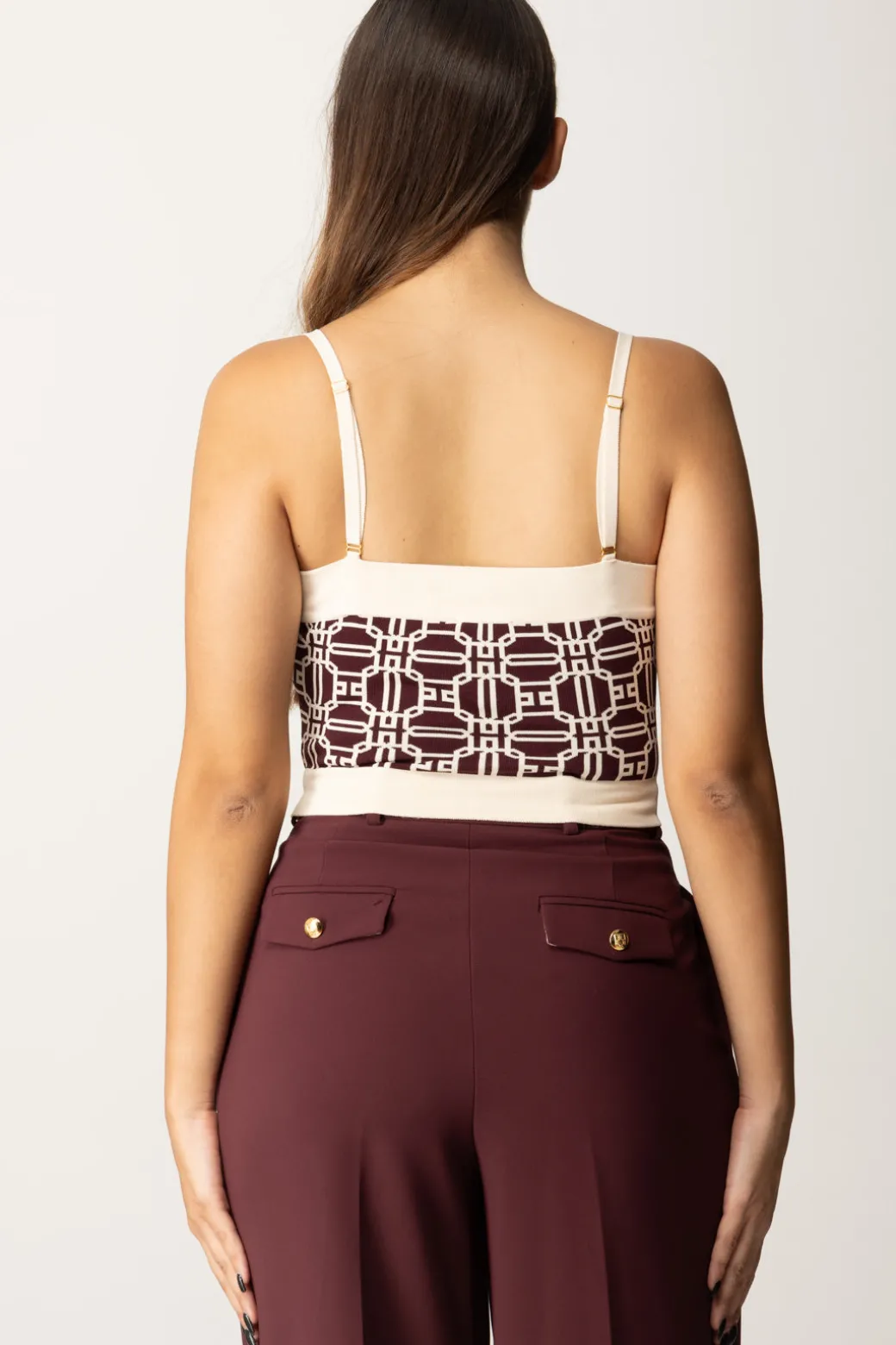 Donna Elisabetta Franchi Top In Misto Viscosa con Stampa Jacquard