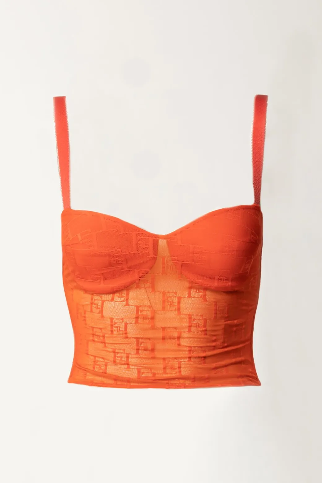 Donna Elisabetta Franchi Top In Tulle con Stampa Ef