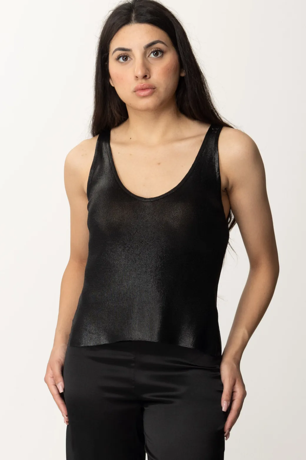 Donna Elisabetta Franchi Top In Viscosa Lucida