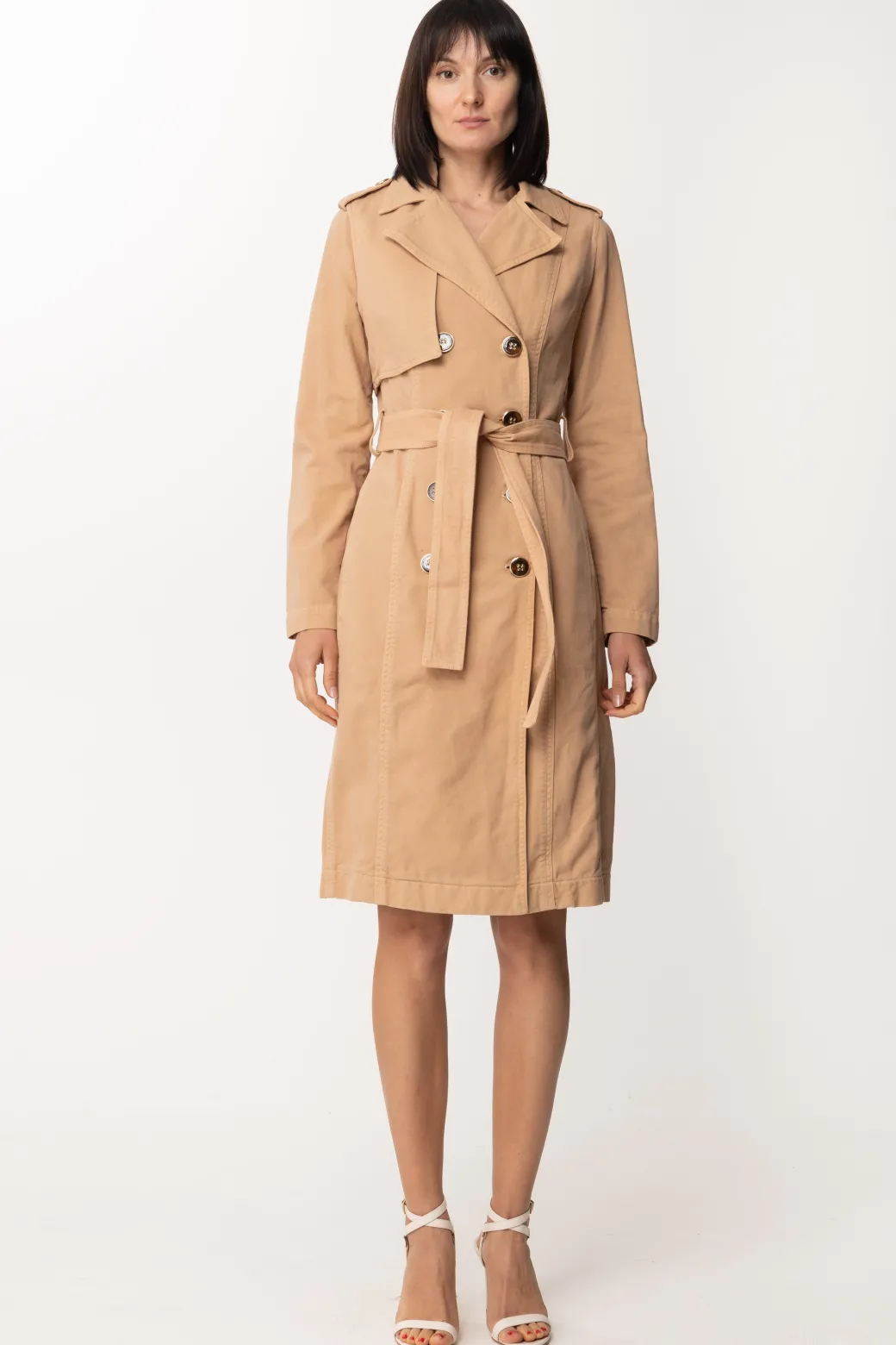 Donna Elisabetta Franchi Trench Lungo Doppio Petto