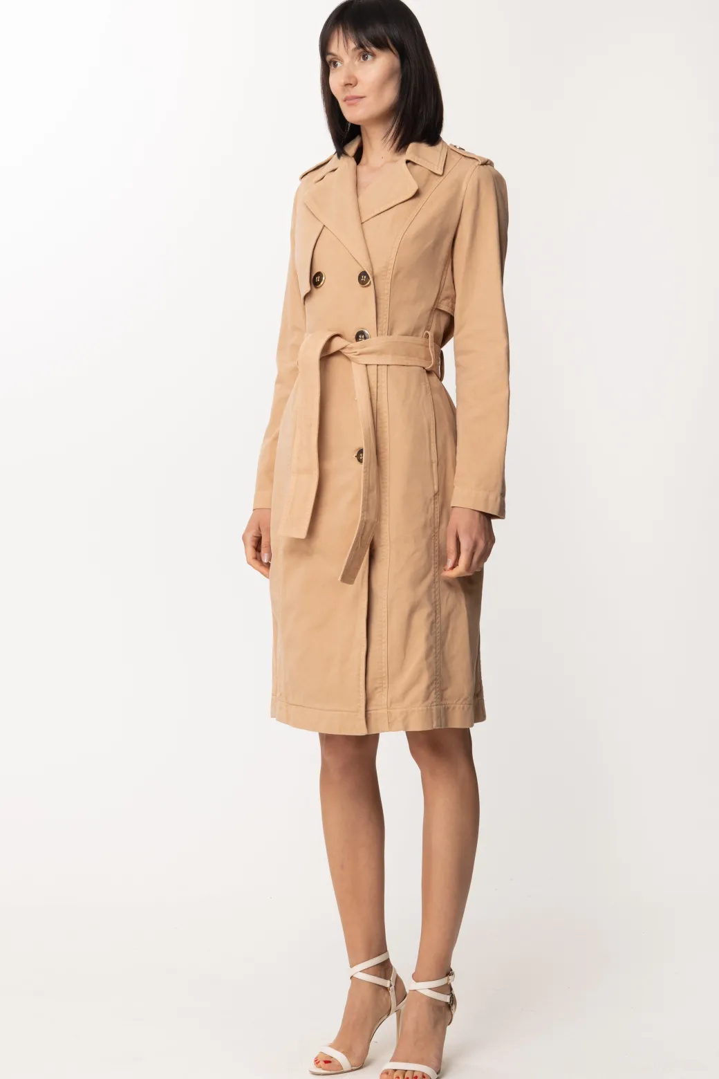 Donna Elisabetta Franchi Trench Lungo Doppio Petto