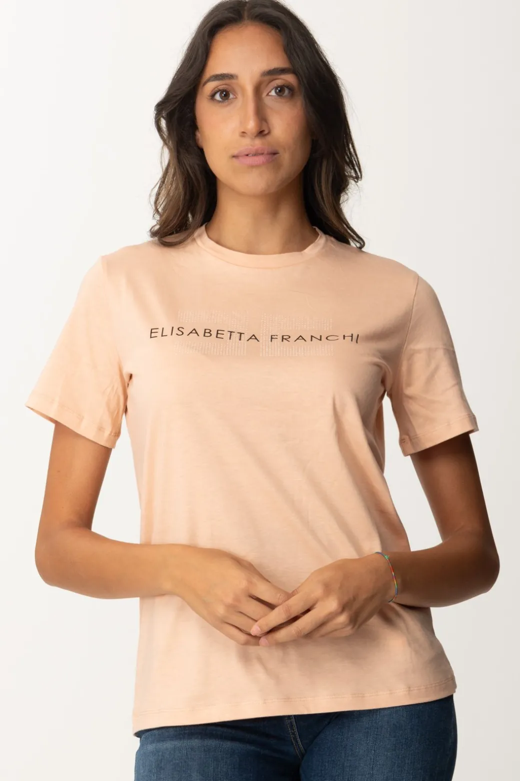Donna Elisabetta Franchi T-shirt con Logo In Strass