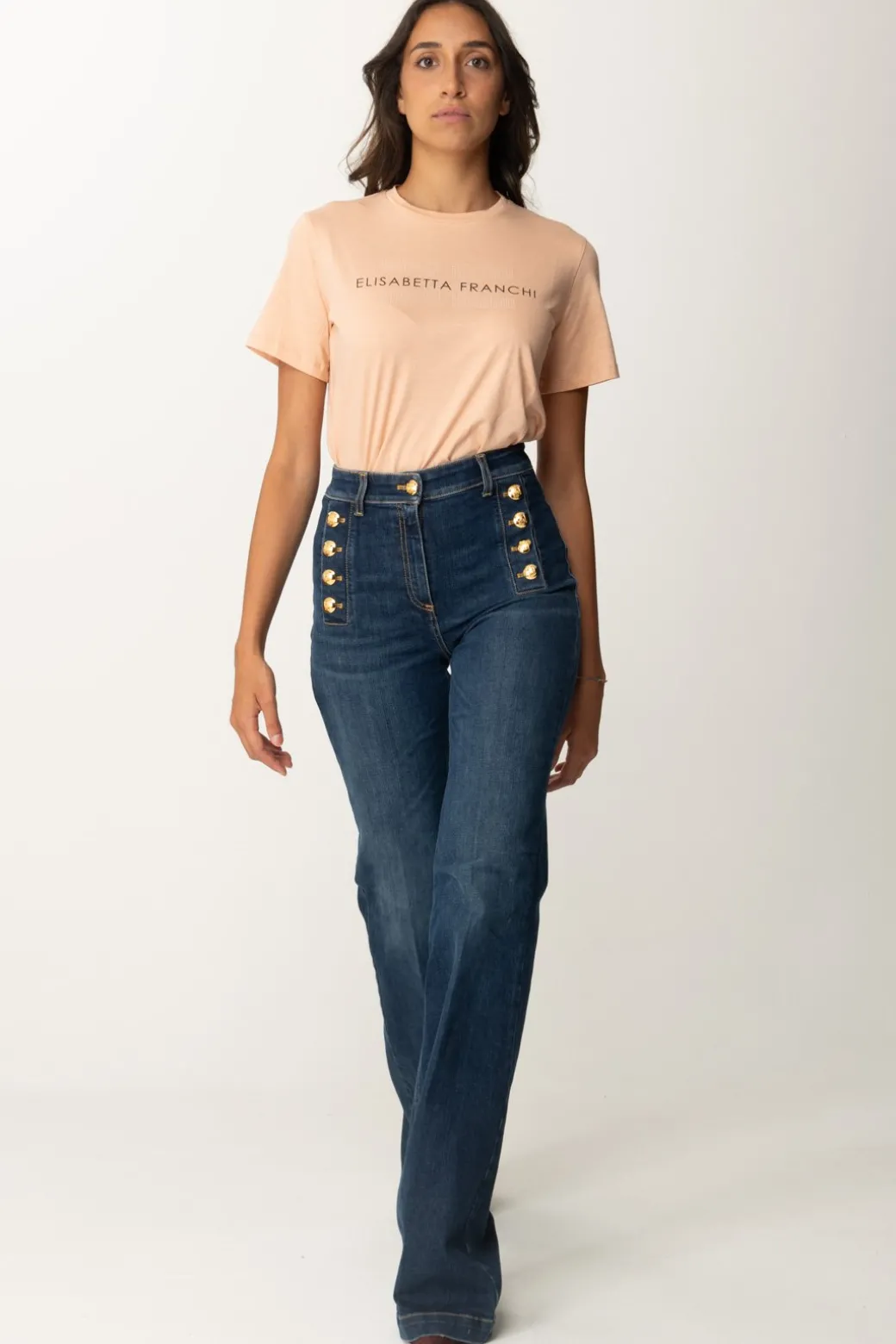 Donna Elisabetta Franchi T-shirt con Logo In Strass