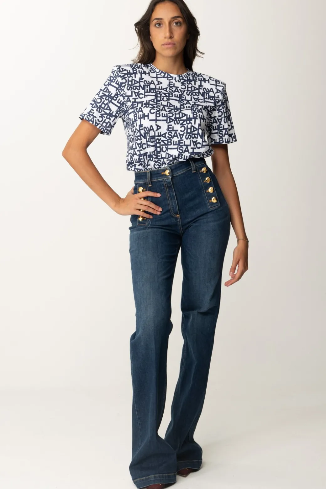 Donna Elisabetta Franchi T-shirt con Logo Lettering Piccolo