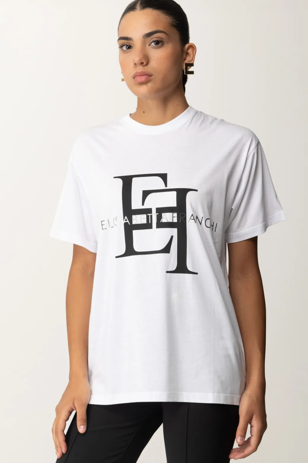 Donna Elisabetta Franchi T-shirt con Maxi Stampa Logo