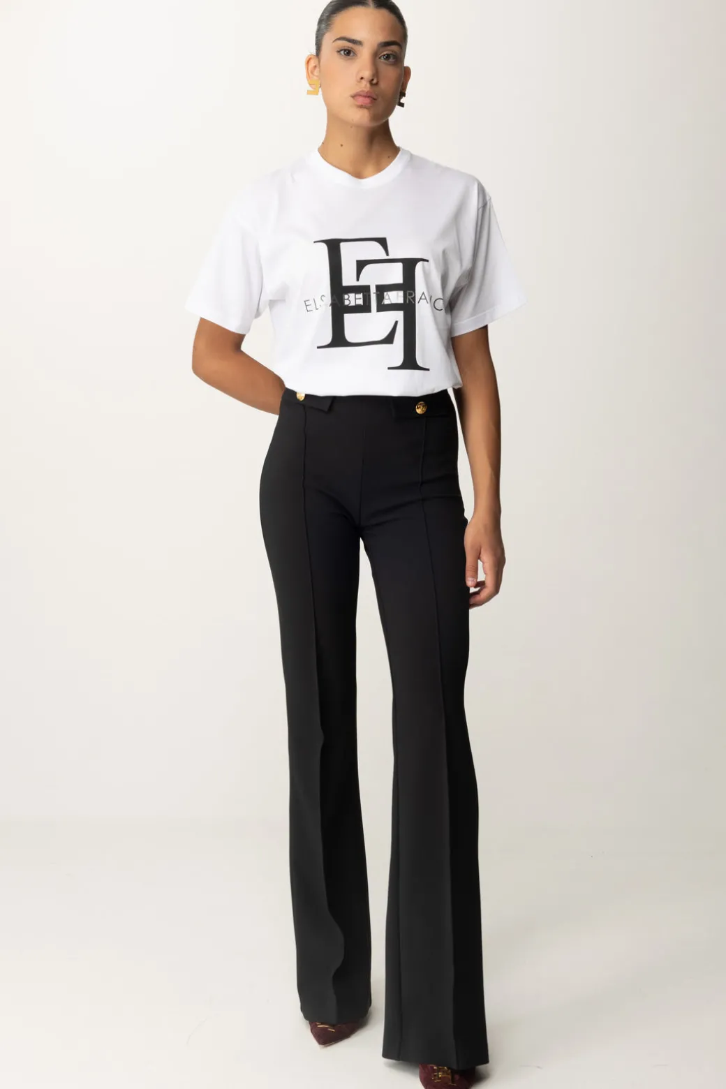 Donna Elisabetta Franchi T-shirt con Maxi Stampa Logo