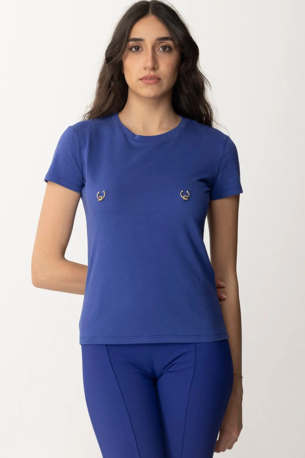 Donna Elisabetta Franchi T-shirt con Piercing e Charms