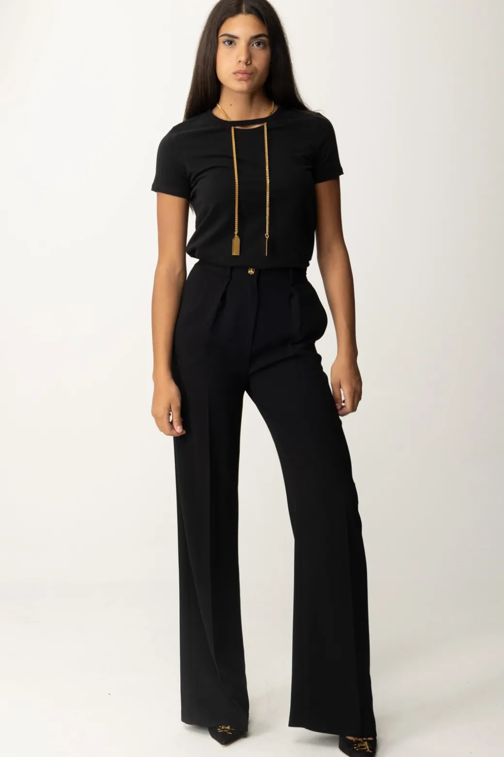 Donna Elisabetta Franchi T-shirt In Jersey con Collana