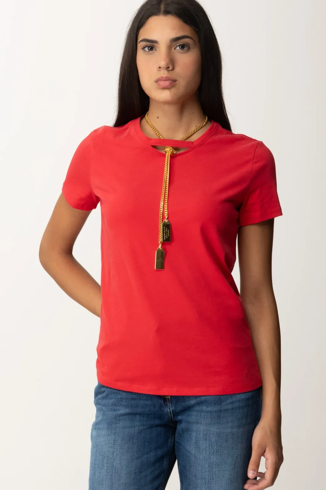 Donna Elisabetta Franchi T-shirt In Jersey con Collana