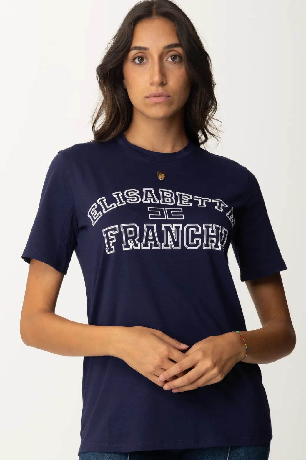 Donna Elisabetta Franchi T-shirt In Jersey con Stampa College