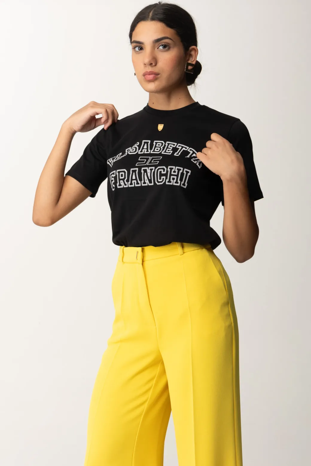 Donna Elisabetta Franchi T-shirt In Jersey con Stampa College