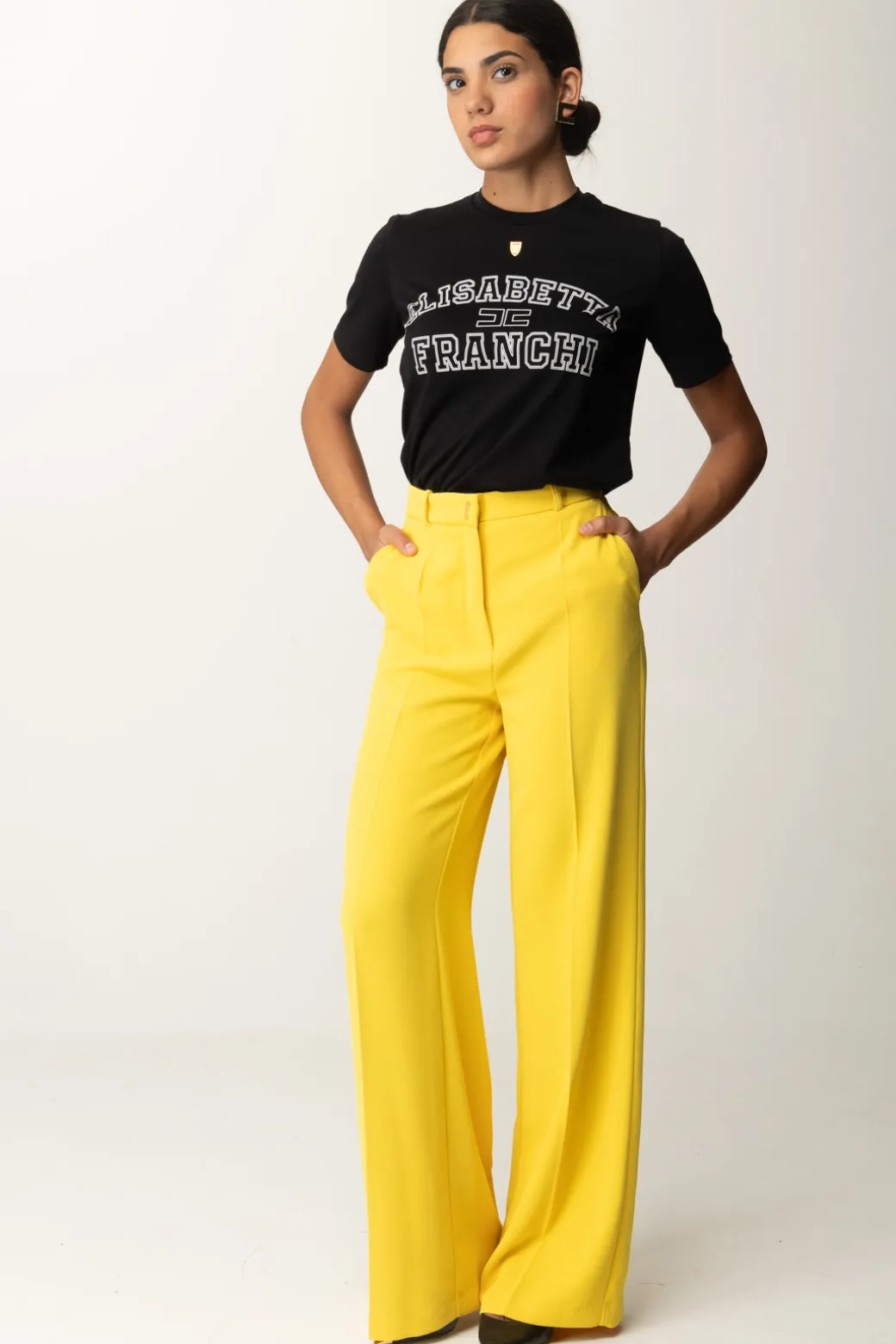 Donna Elisabetta Franchi T-shirt In Jersey con Stampa College