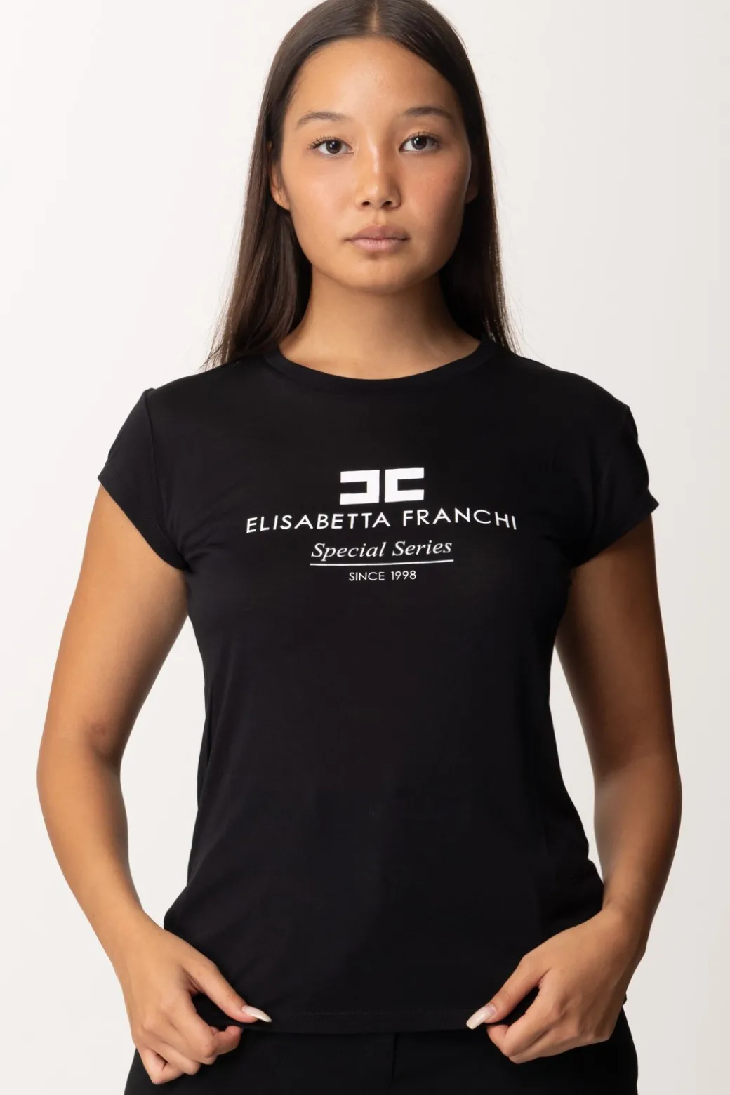 Donna Elisabetta Franchi T-shirt In Jersey Modal con Stampa Logo