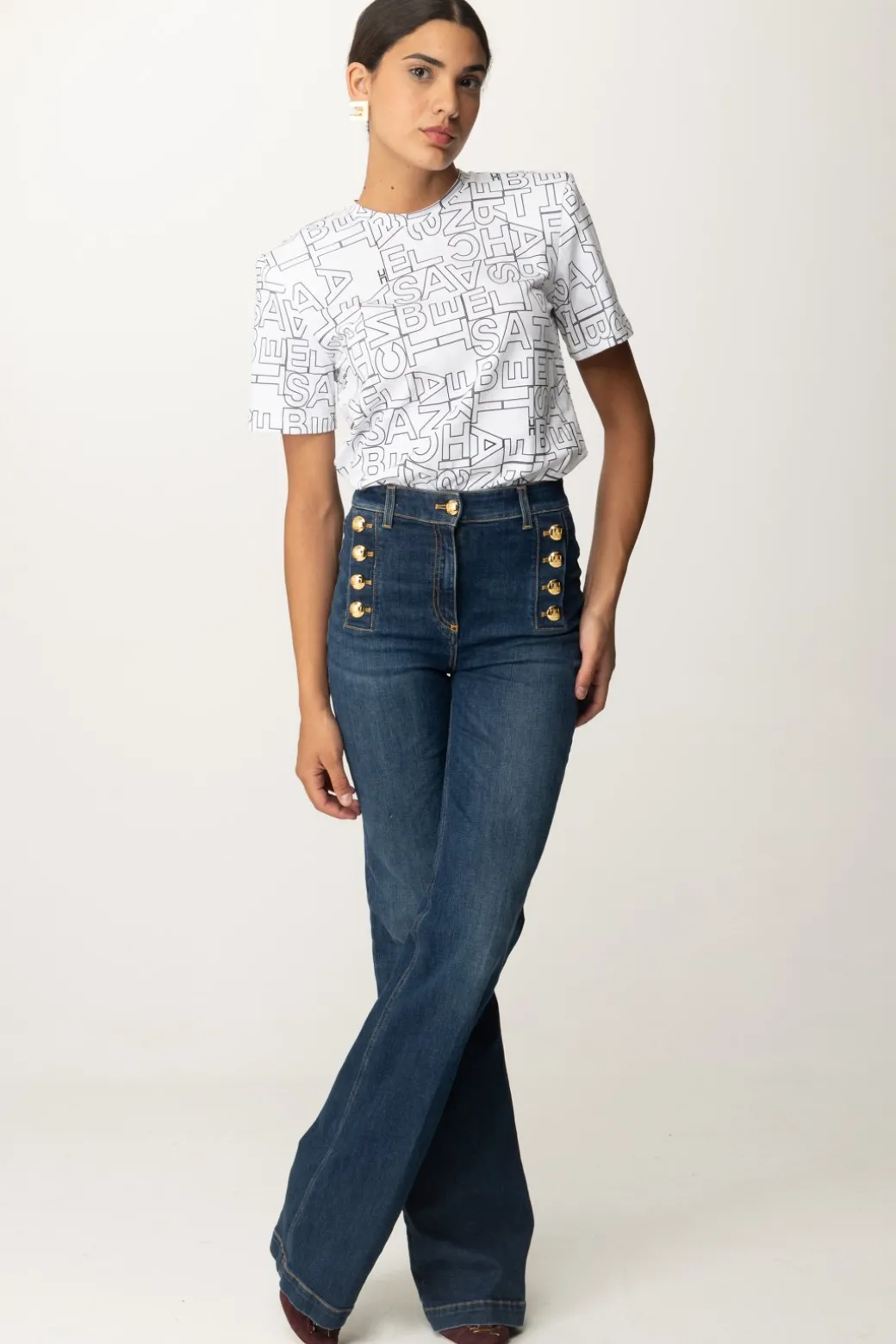 Donna Elisabetta Franchi T-shirt Stampa Lettering