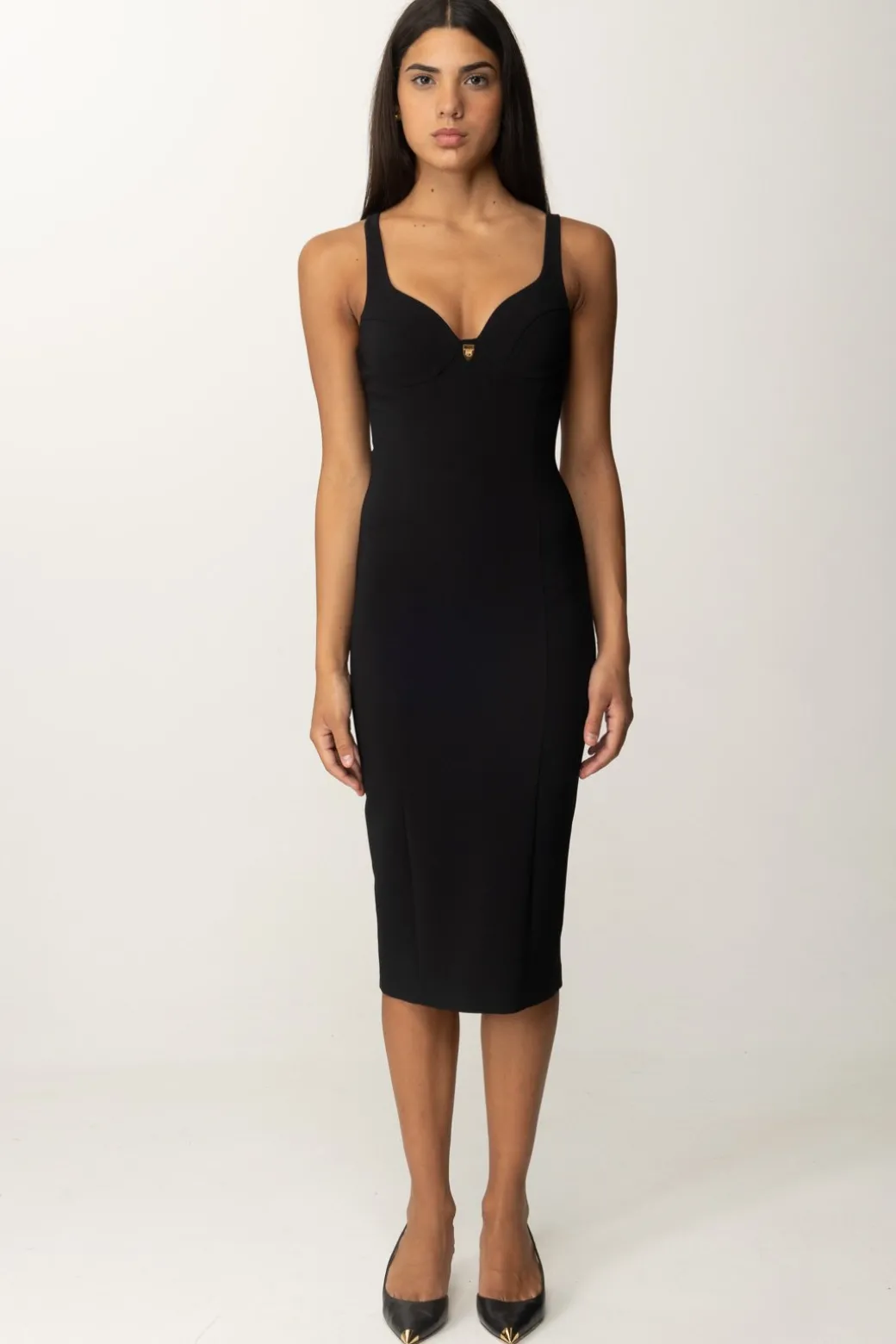 Donna Elisabetta Franchi Tubino Stretch Taglio Coppe e Charm