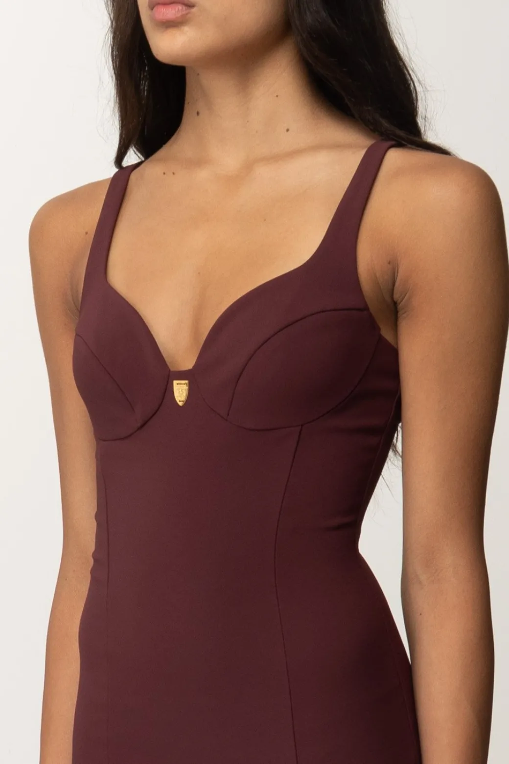 Donna Elisabetta Franchi Tubino Stretch Taglio Coppe e Charm