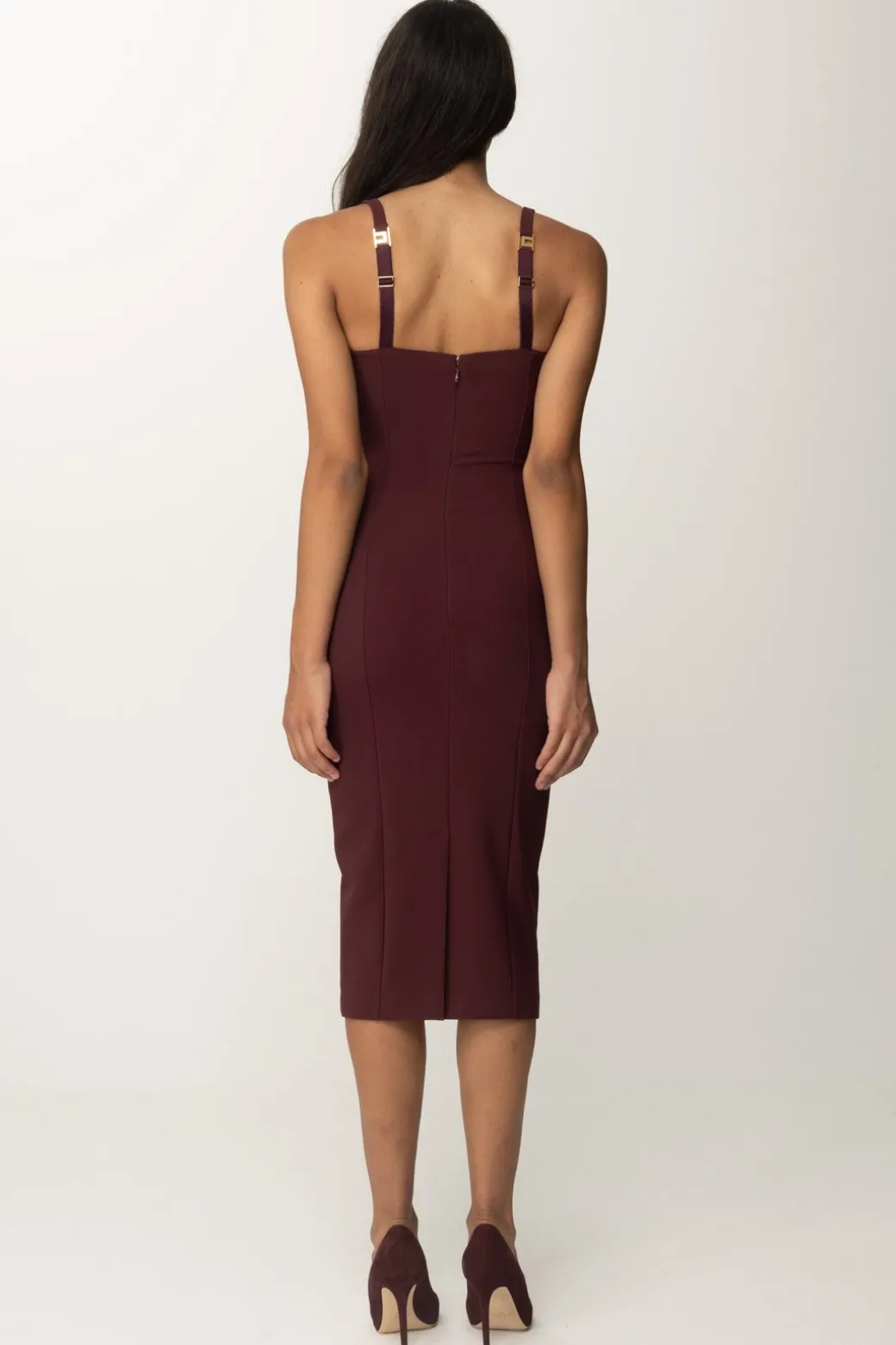 Donna Elisabetta Franchi Tubino Stretch Taglio Coppe e Charm