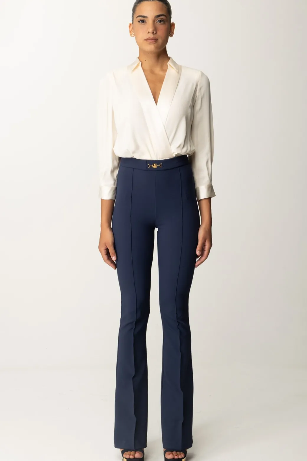 Donna Elisabetta Franchi Tuta con Camicia e Pantalone Svasato
