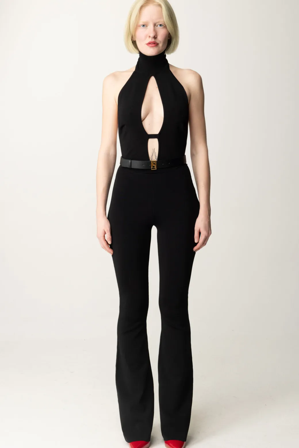 Donna Elisabetta Franchi Tuta In Viscosa Lucida con Cintura