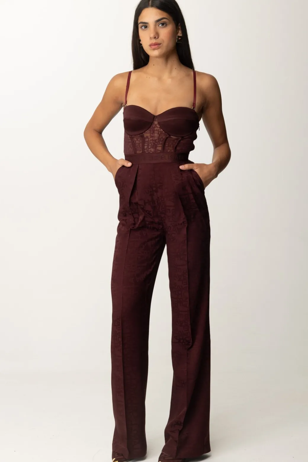 Donna Elisabetta Franchi Tuta Lunga con Buster In Tulle