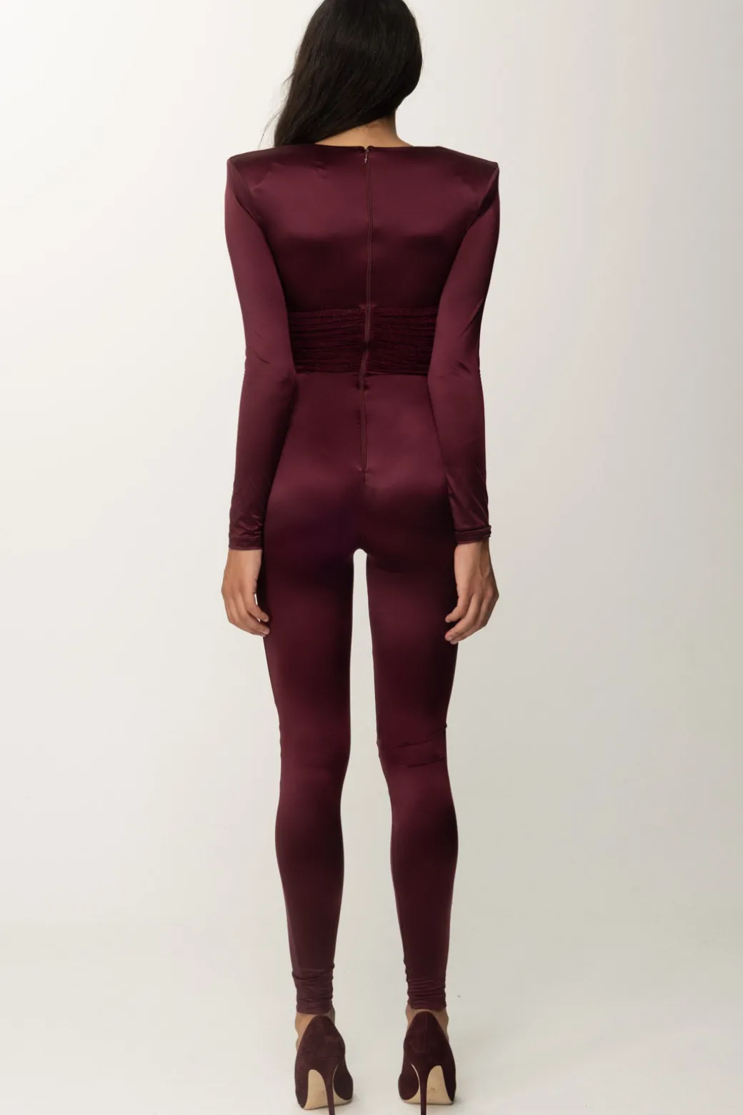 Donna Elisabetta Franchi Tuta Lunga In Lycra con Busto Plissè
