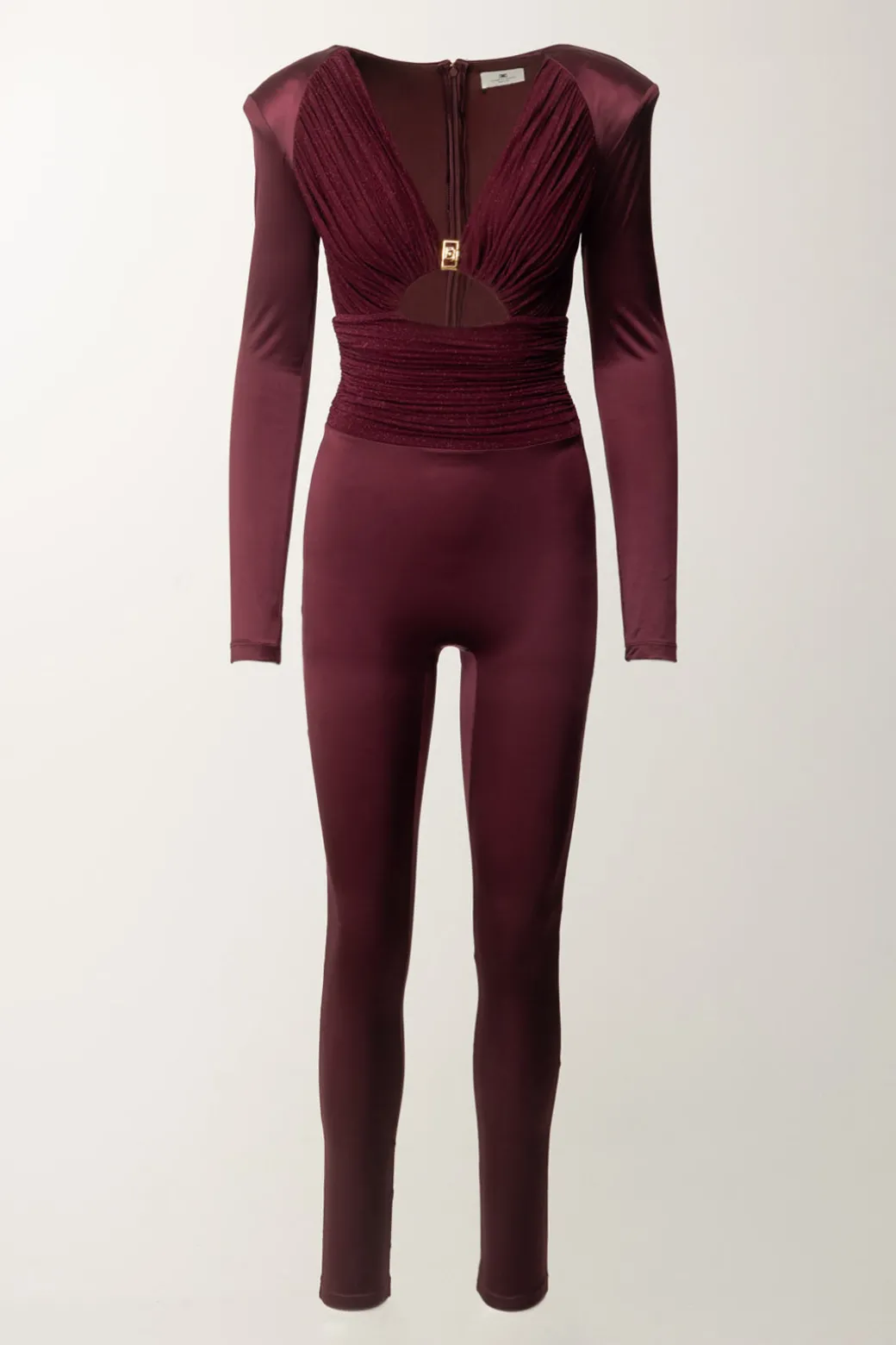 Donna Elisabetta Franchi Tuta Lunga In Lycra con Busto Plissè