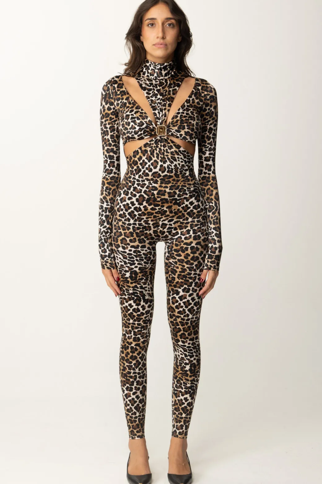 Donna Elisabetta Franchi Tuta Stampa con Cut-out