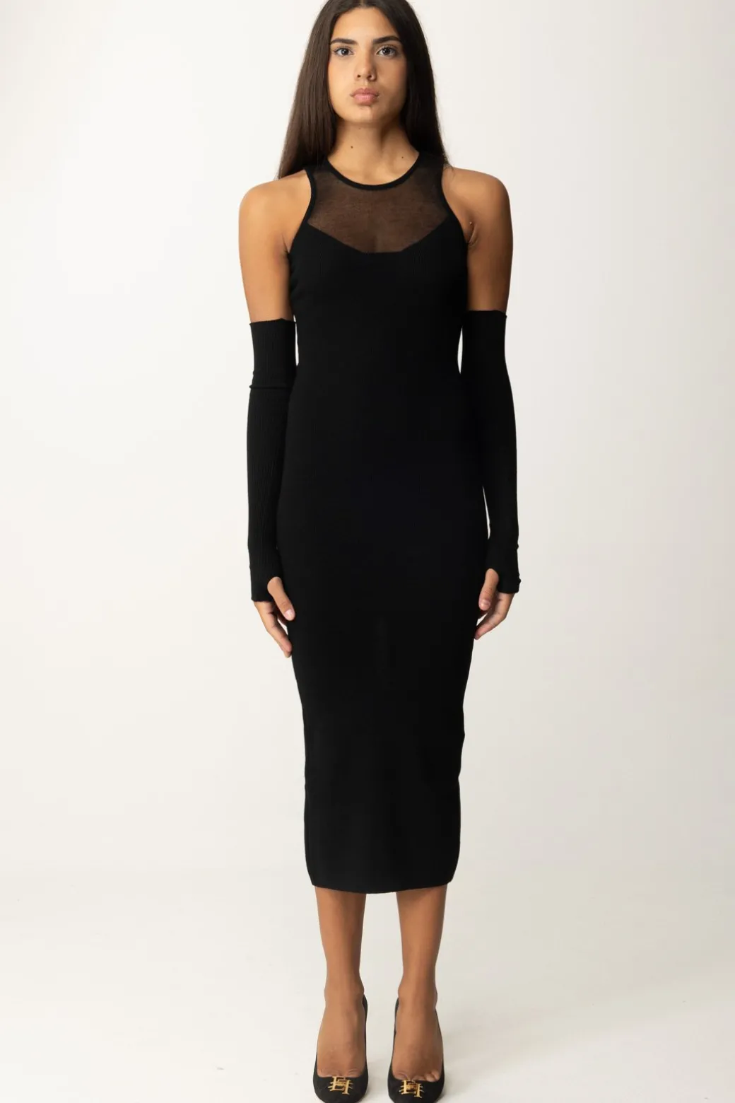 Donna Gaëlle Paris Abito Midi con Inserti In Tulle