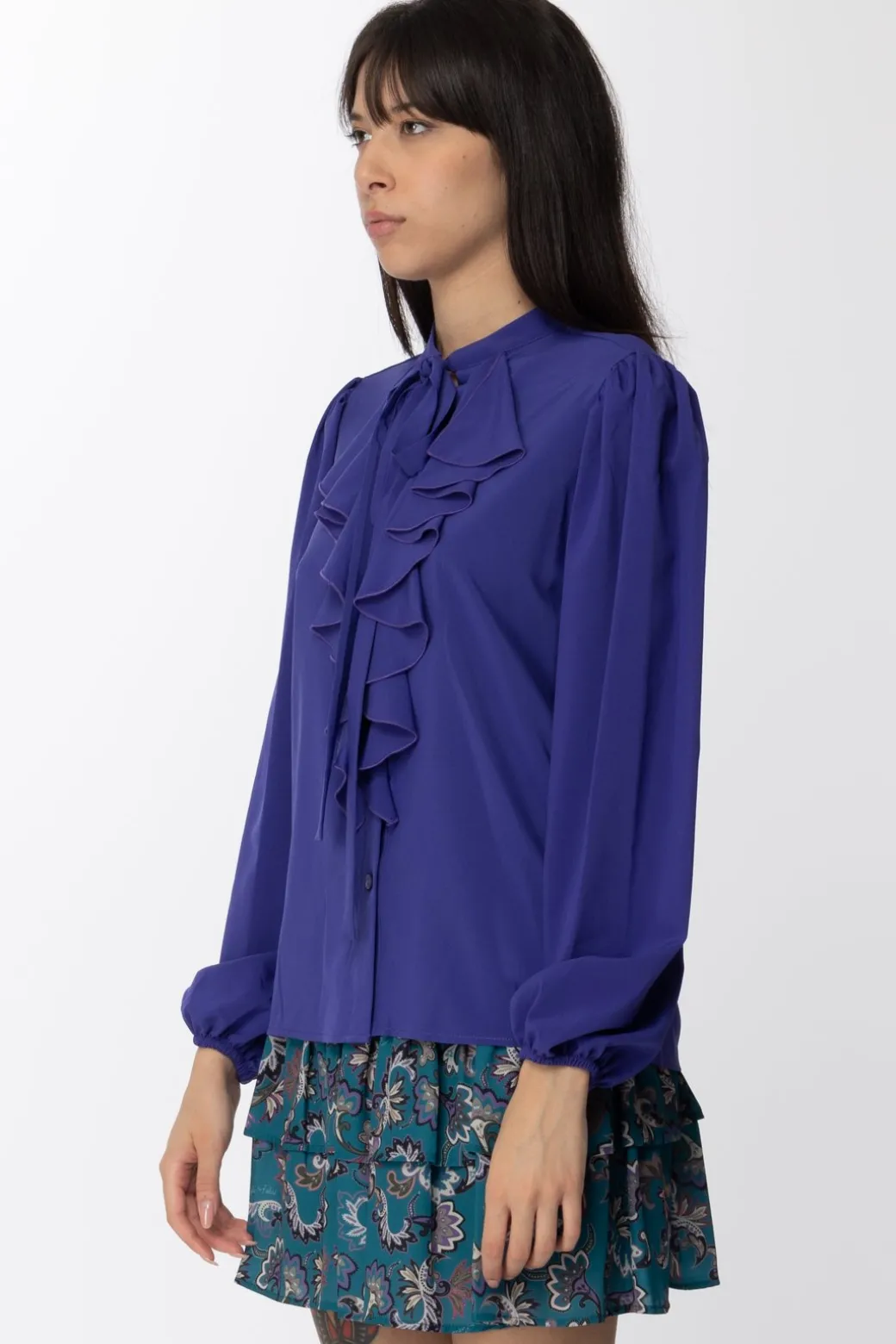 Donna Gaëlle Paris Blusa In Georgette con Rouches e Fusciacca