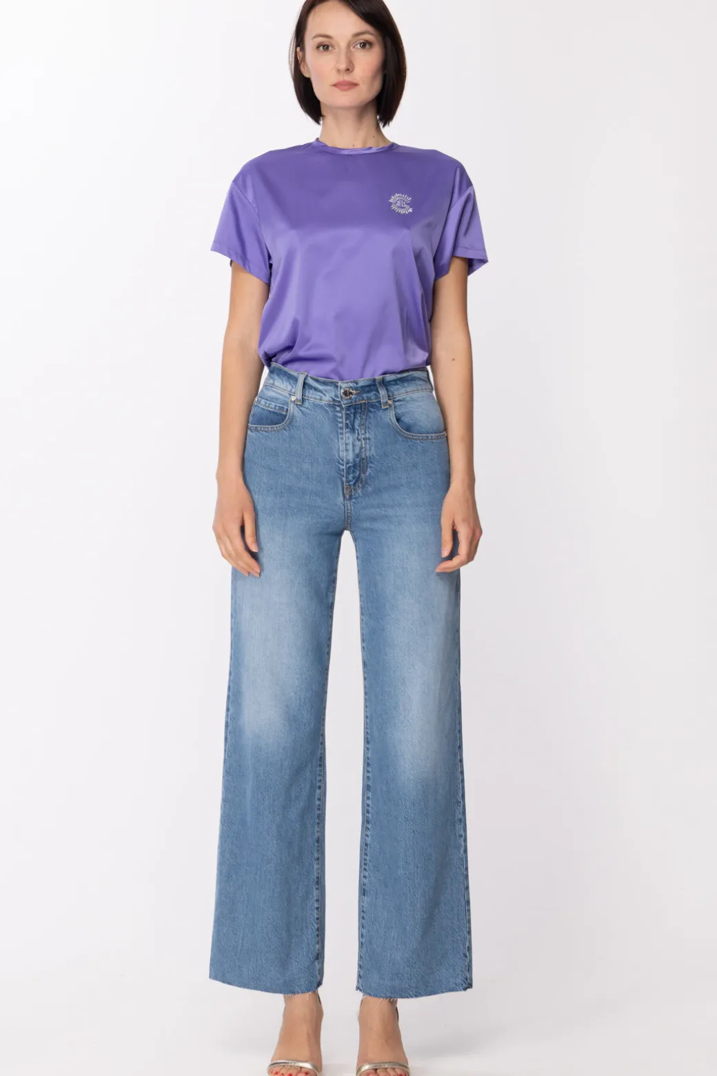 Donna Gaëlle Paris Blusa In Raso con Logo Ricamato