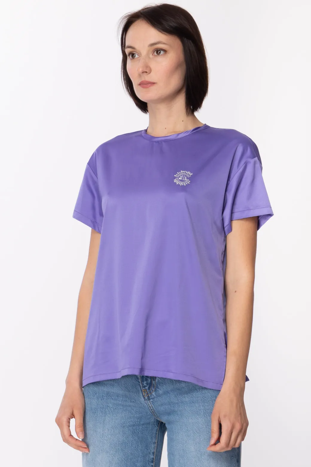Donna Gaëlle Paris Blusa In Raso con Logo Ricamato
