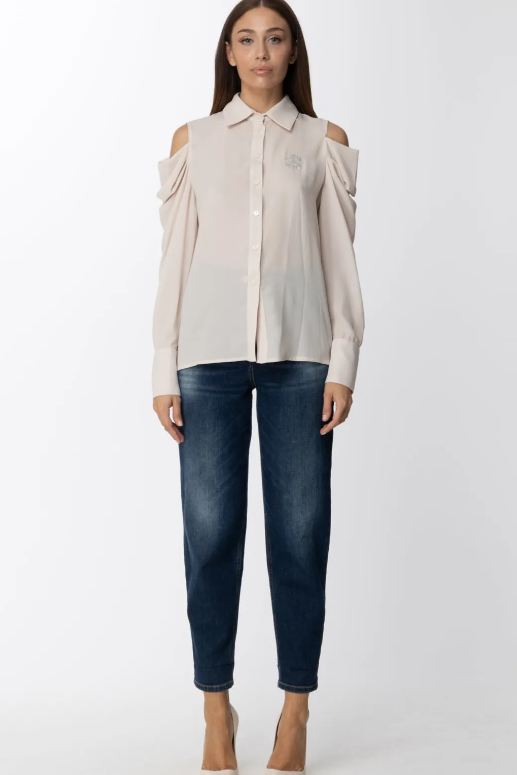 Donna Gaëlle Paris Camicia con Cut-out e Ricamo