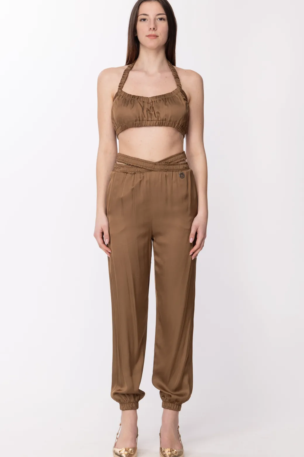 Donna Gaëlle Paris Crop Top con Arricciature